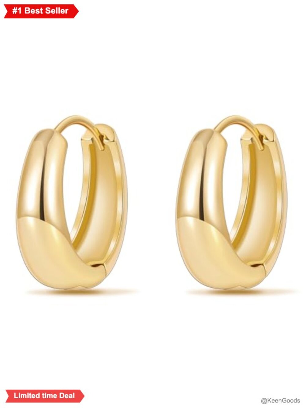 18K Gold Plated Chunky Hoop Earrings for Women Trendy